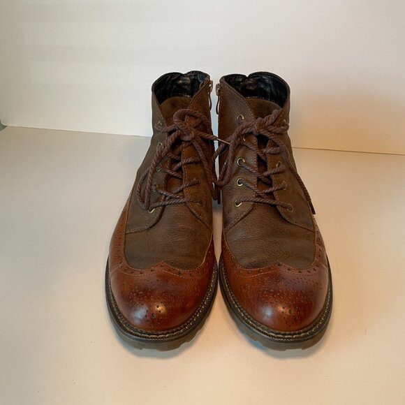 Mens Real Leather Business Ankle Boots Shoes Brogue Carve Wing Tip Fur Inside 11 - Picture 2 of 9